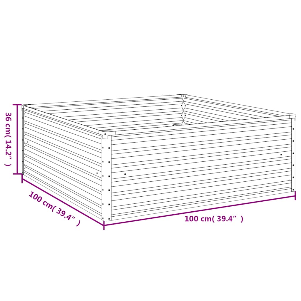 vidaXL Ζαρντινιέρα 100 x 100 x 36 εκ. από Ατσάλι Σκληρυθέν στον Αέρα