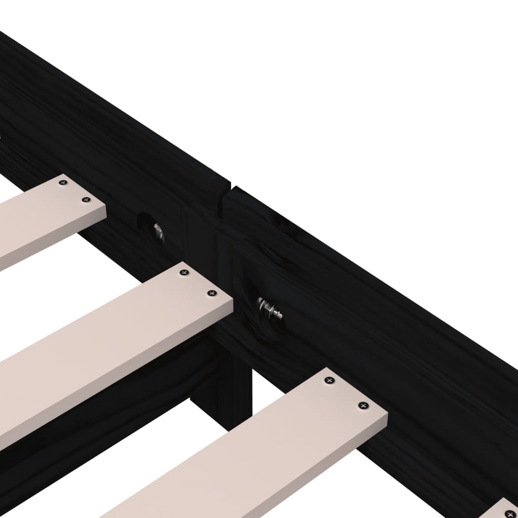 vidaXL Κρεβάτι Στοιβαζόμενο Μαύρο 90x200 εκ. από Μασίφ Ξύλο Πεύκου