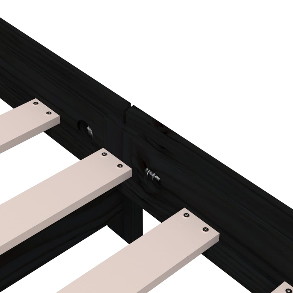 vidaXL Κρεβάτι Στοιβαζόμενο Μαύρο 75x190 εκ. από Μασίφ Ξύλο Πεύκου