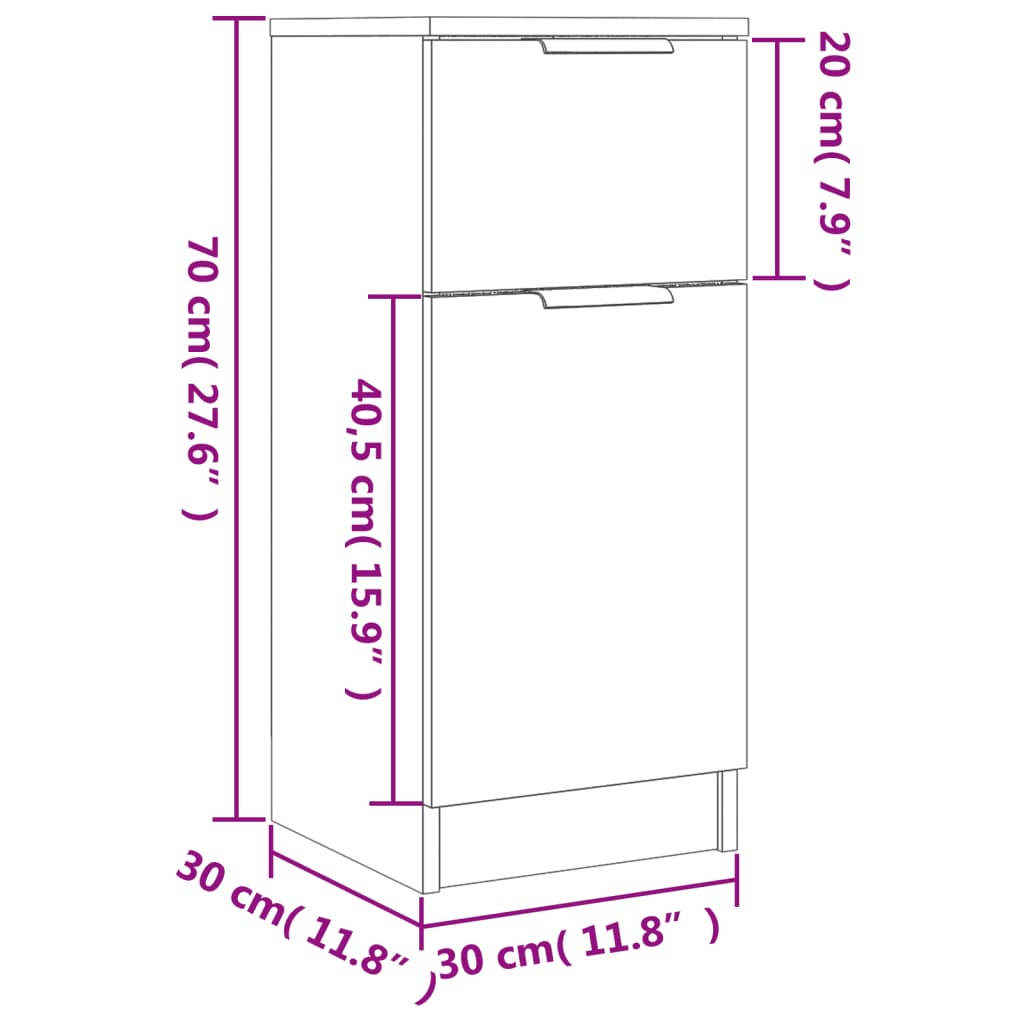 vidaXL Ντουλάπι Μαύρο 30 x 30 x 70 εκ. από Επεξεργασμένο Ξύλο