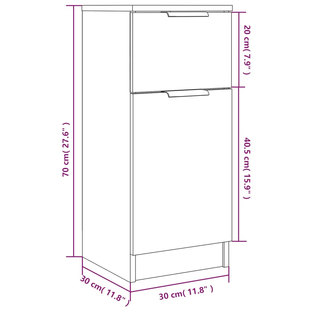 vidaXL Ντουλάπια 2 τεμ. Sonoma Δρυς 30x30x70 εκ. Επεξεργασμένο Ξύλο