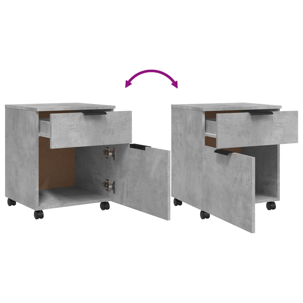 vidaXL Αρχειοθήκη Φορητή Γκρι Σκυρ. 45x38x54 εκ. Επεξ. Ξύλο με Ρόδες