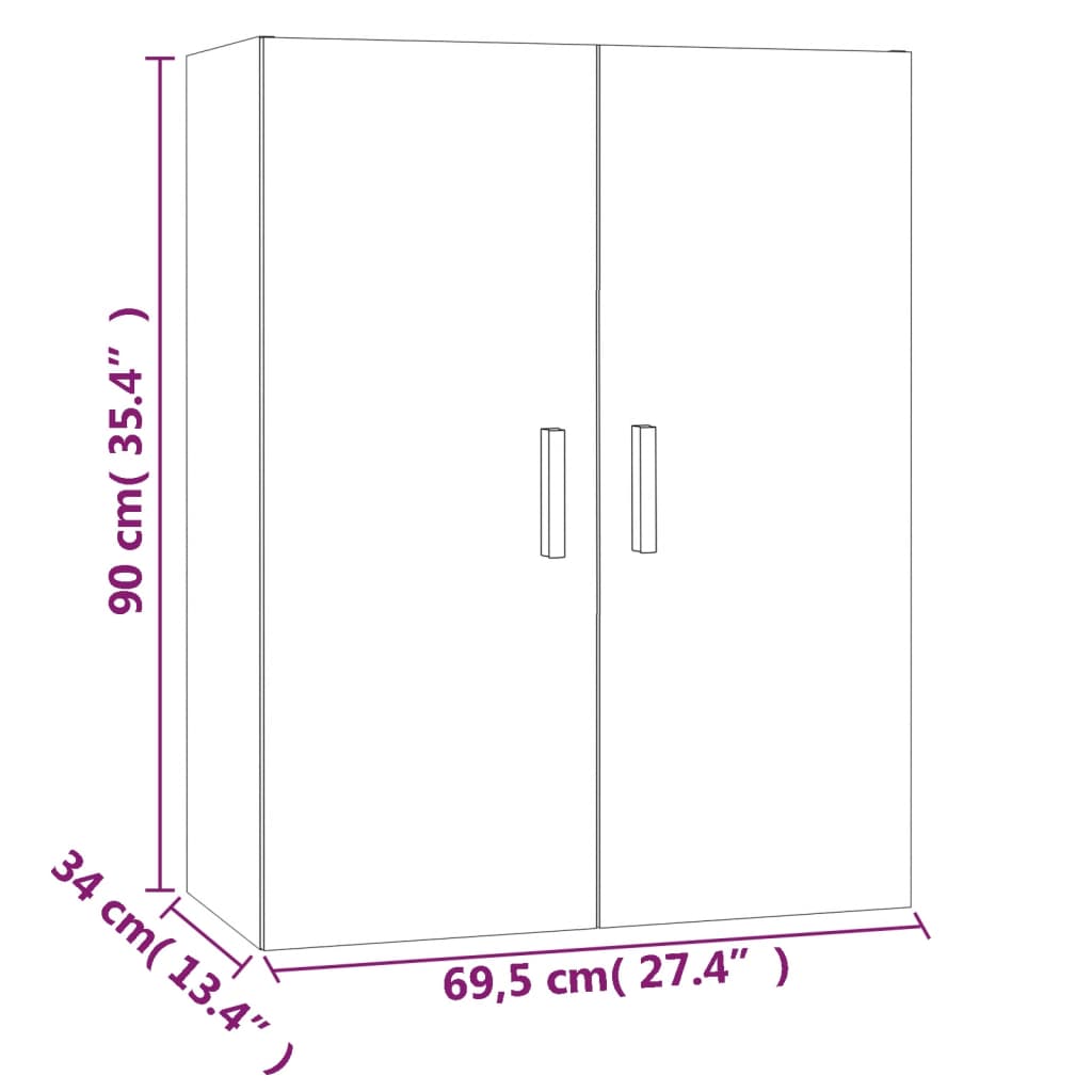 vidaXL Κρεμαστό Ντουλάπι Τοίχου Sonoma Δρυς 69,5x34x90 εκ Επεξ. Ξύλο