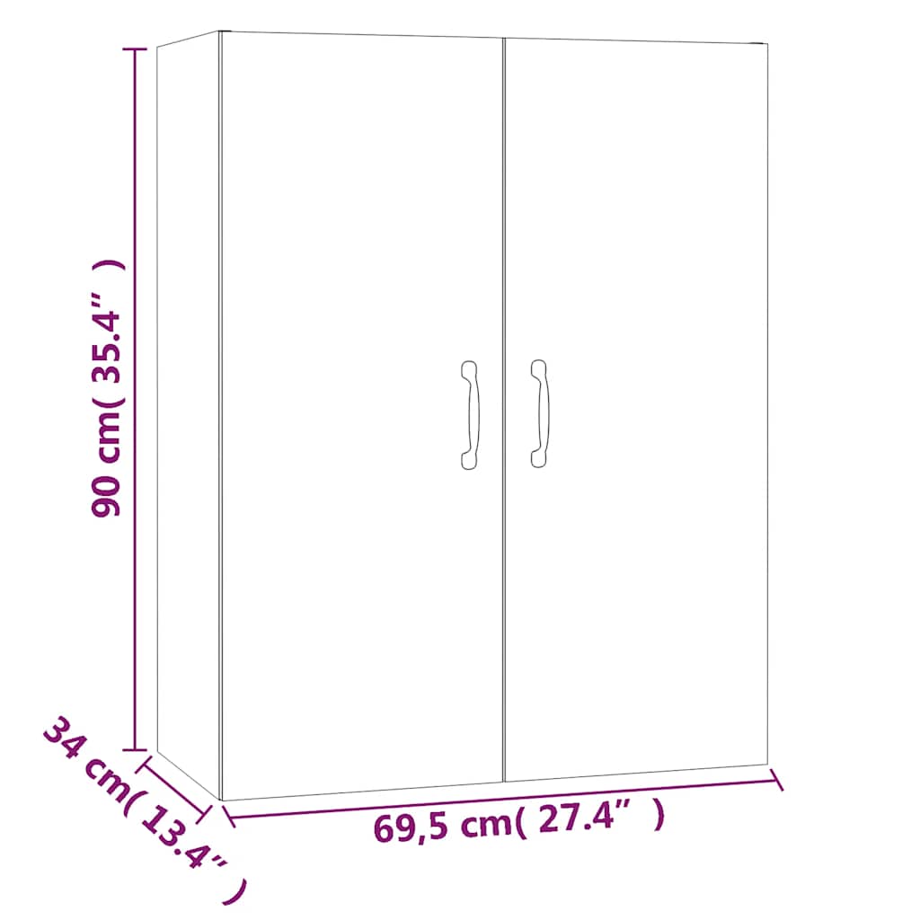 vidaXL Ντουλάπι Κρεμαστό Λευκό 69,5x34x90 εκ. από Επεξεργασμένο Ξύλο