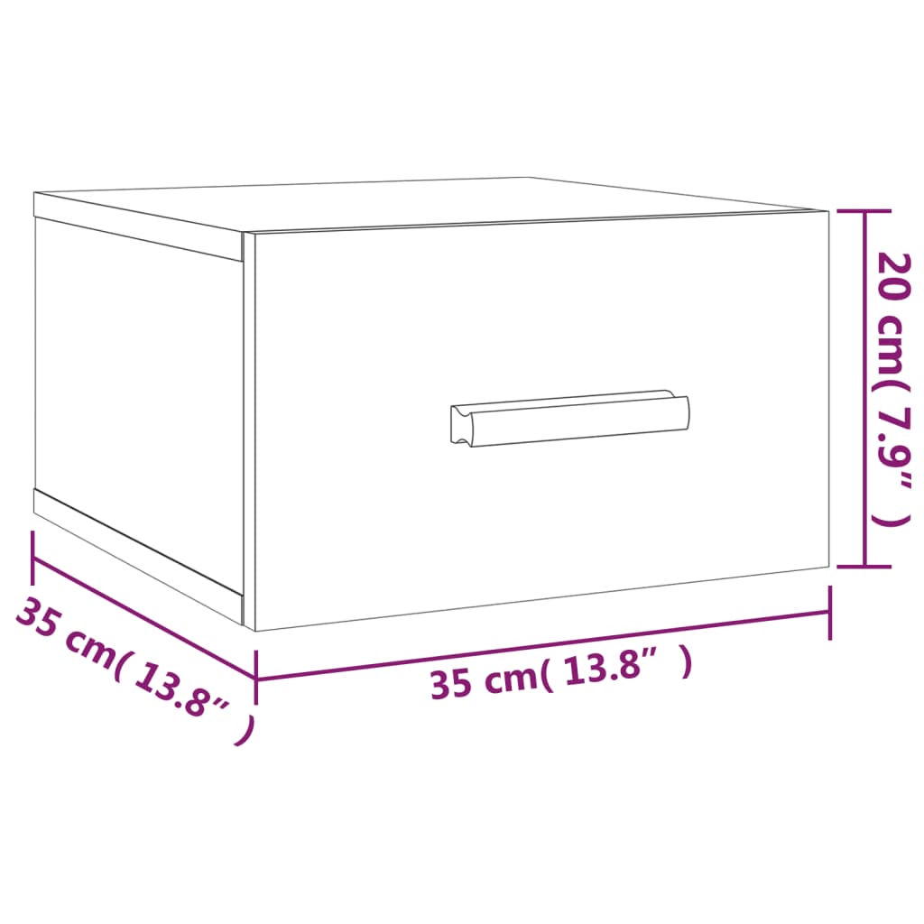 vidaXL Κομοδίνα Επιτοίχια 2 τεμ. Λευκά 35x35x20 εκ.