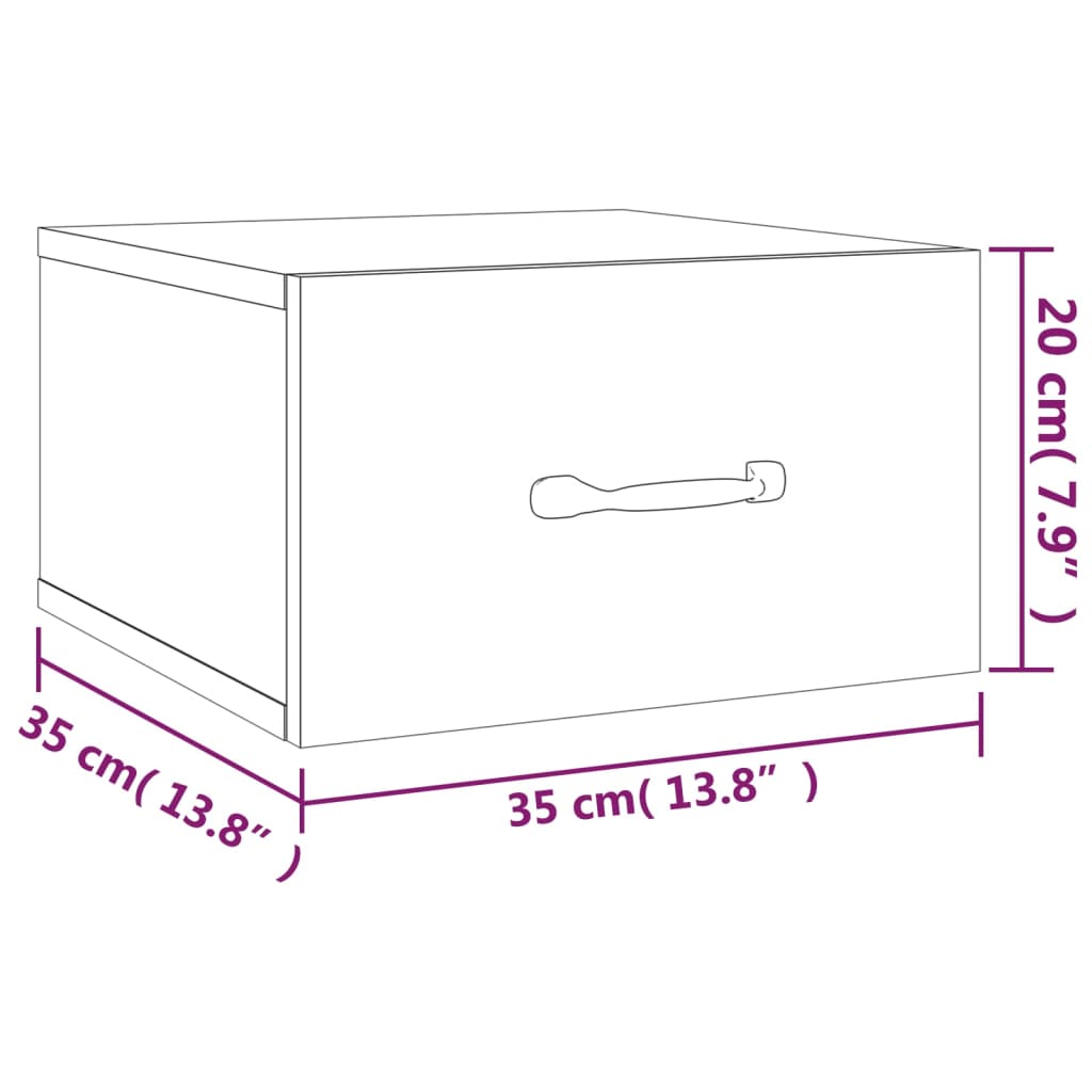 vidaXL Κομοδίνα Επιτοίχια 2 τεμ. Λευκά 35x35x20 εκ.
