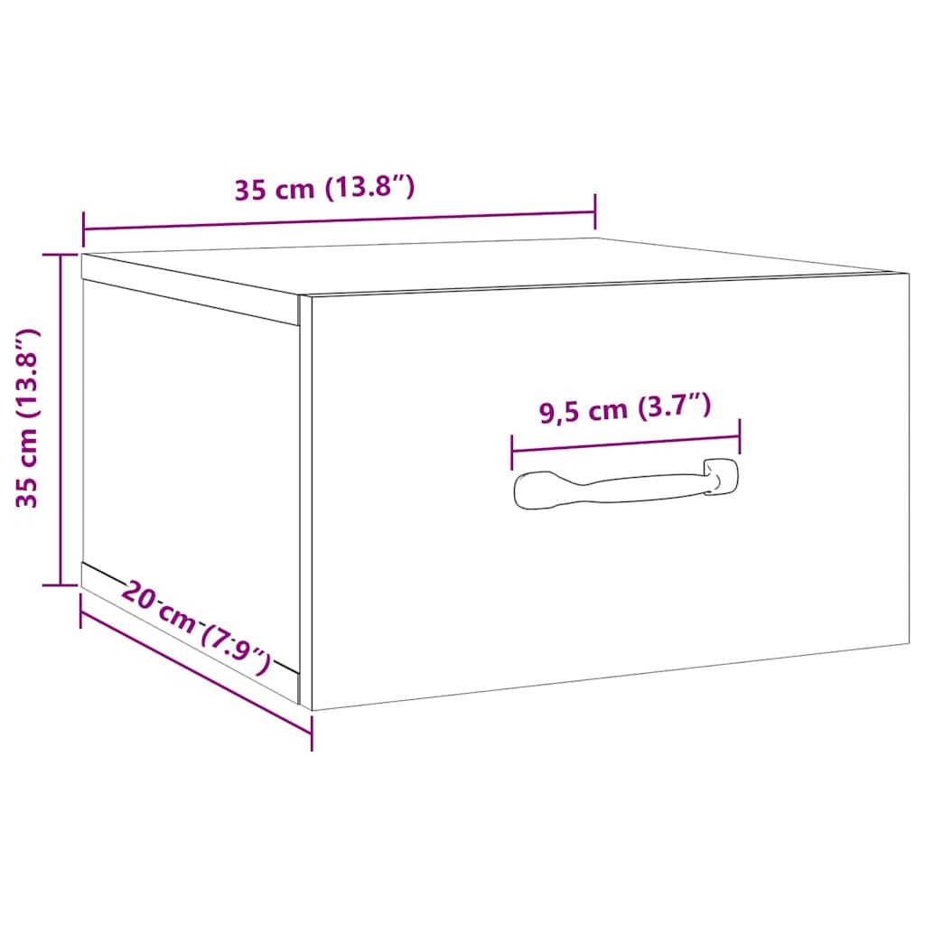 vidaXL Κομοδίνα Επιτοίχια 2 τεμ. Sonoma Δρυς 35 x 35 x 20 εκ.