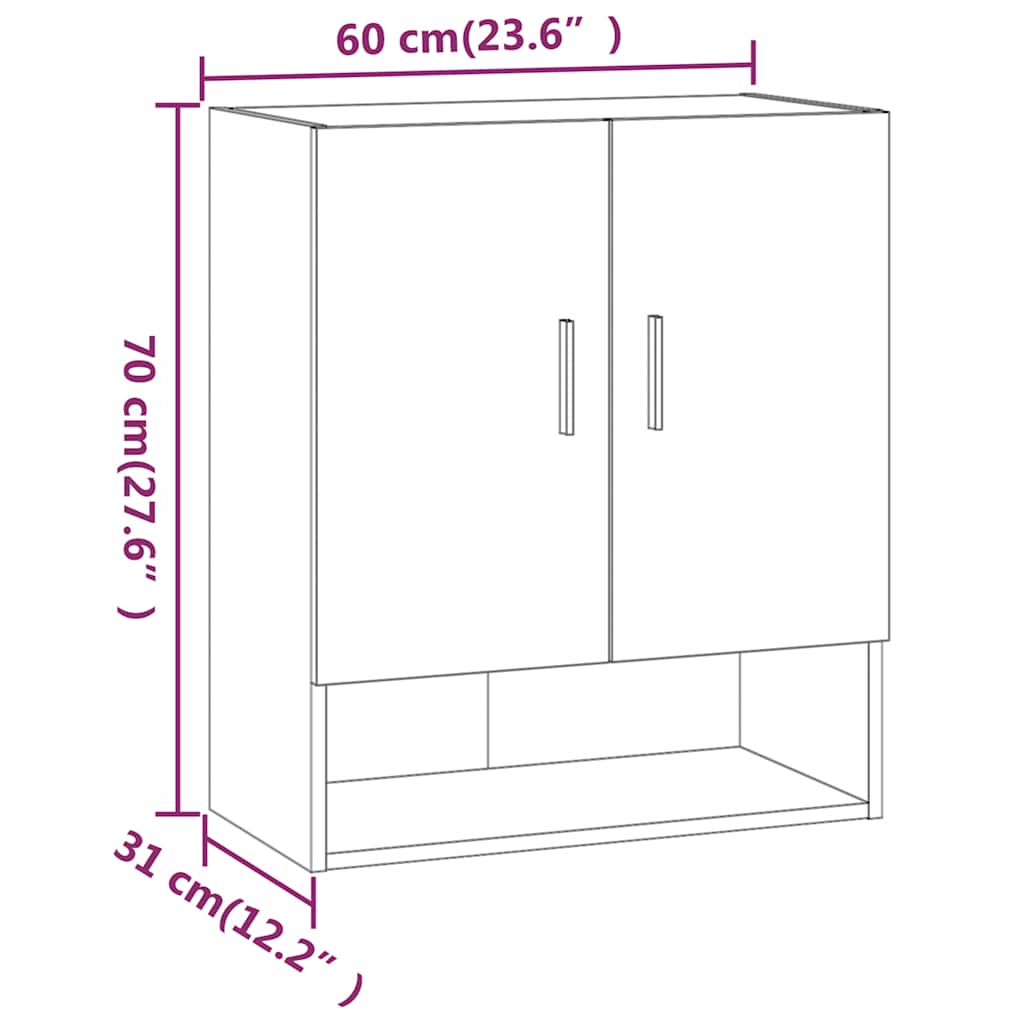 vidaXL Ντουλάπι Τοίχου Sonoma Δρυς 60x31x70 εκ. Επεξεργασμένο Ξύλο
