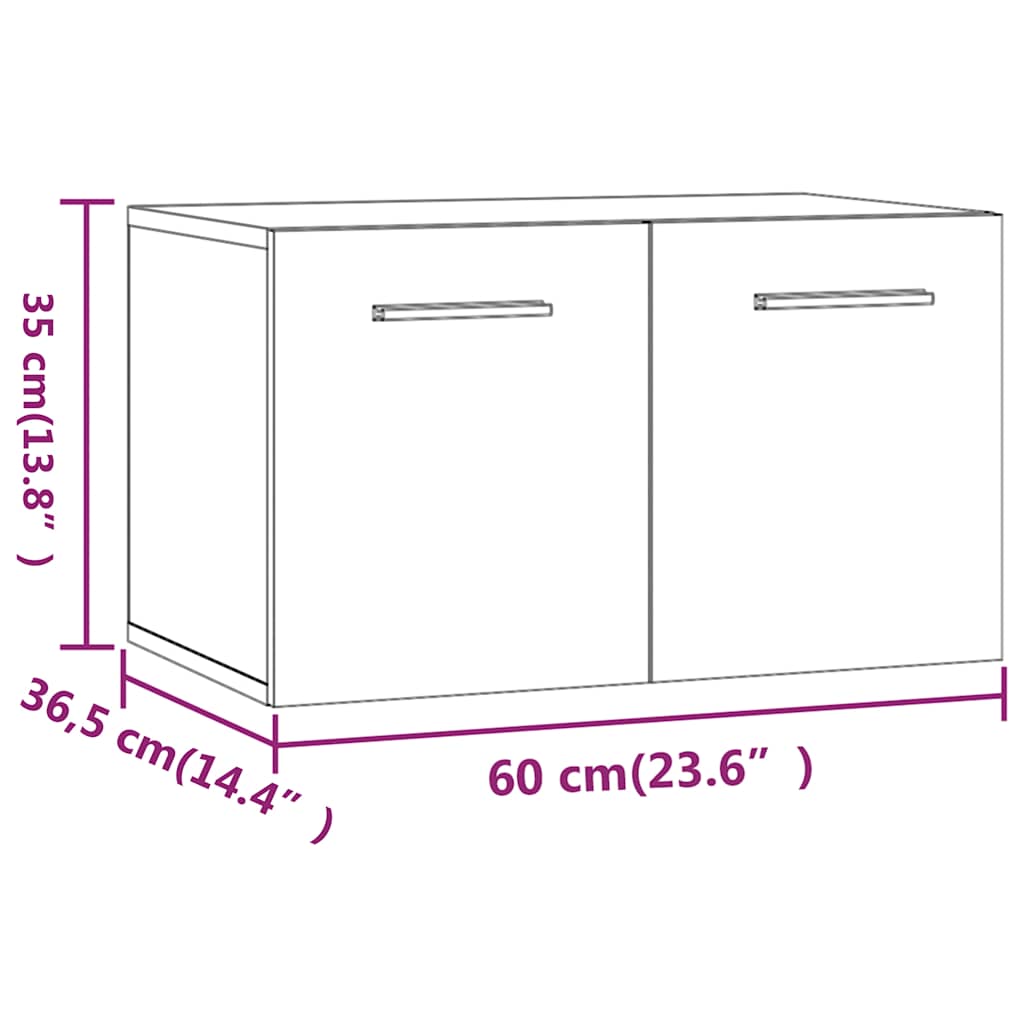 vidaXL Ντουλάπι Τοίχου Λευκό 60 x 36,5 x 35 εκ. από Επεξεργασμένο Ξύλο