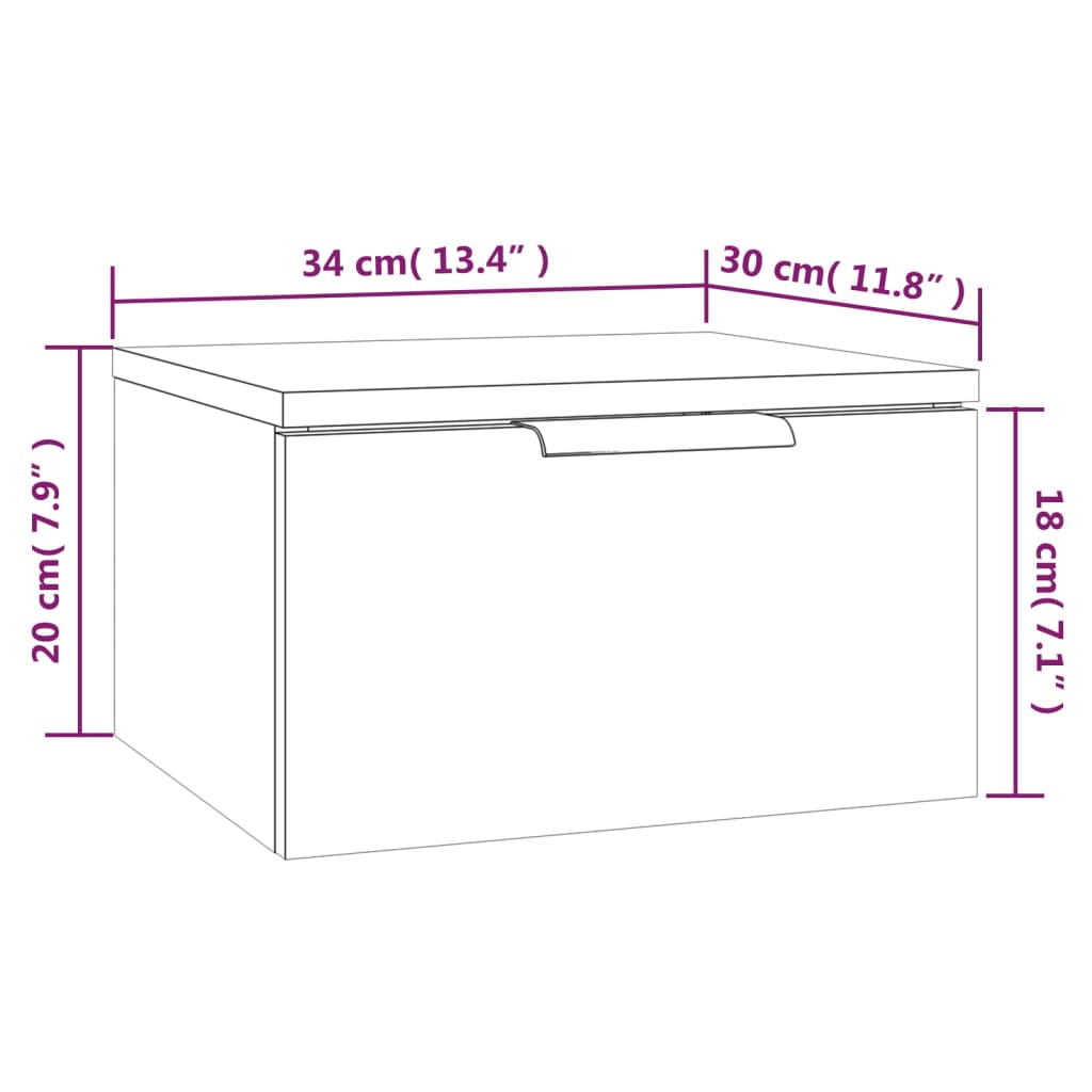 vidaXL Κομοδίνο Επιτοίχιο Καπνιστή Δρυς 34x30x20 εκ.