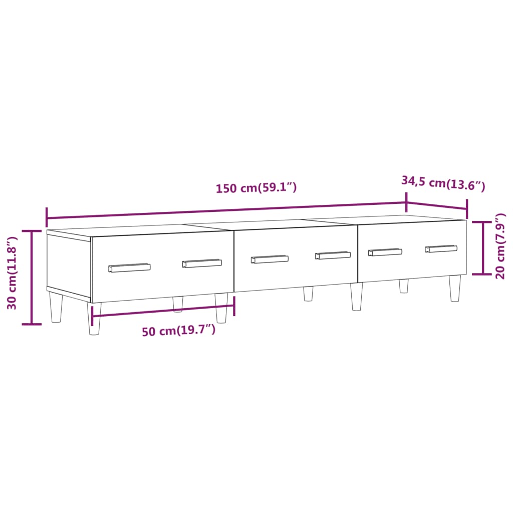 vidaXL Έπιπλο Τηλεόρασης Γκρι Sonoma 150x34,5x30εκ. Επεξεργασμένο Ξύλο