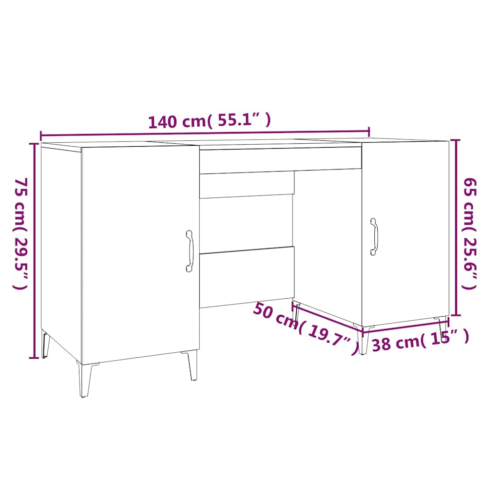 vidaXL Γραφείο Γκρι Sonoma 140x50x75 εκ. από Επεξεργασμένο Ξύλο