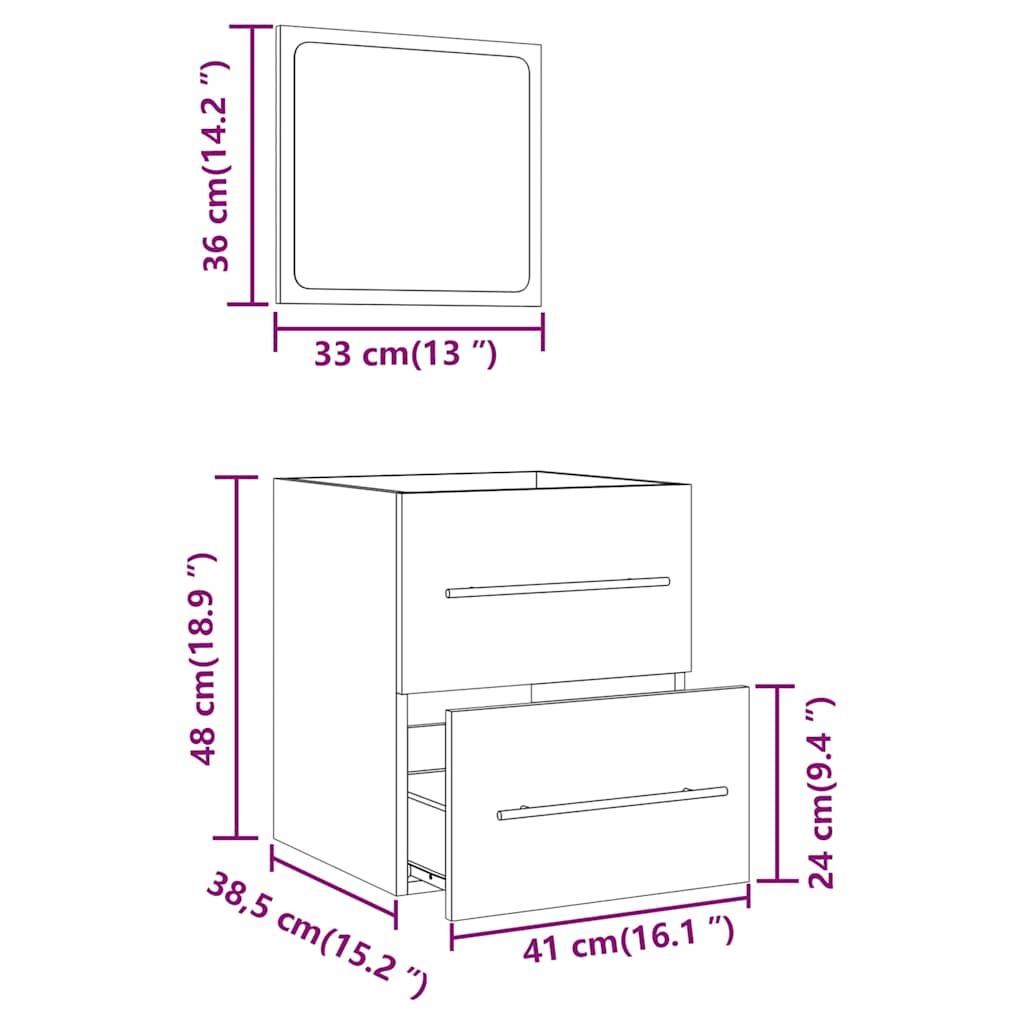 vidaXL Ντουλάπι Μπάνιου με Καθρέφτη Γκρι Sonoma 41x38,5x48 εκ.