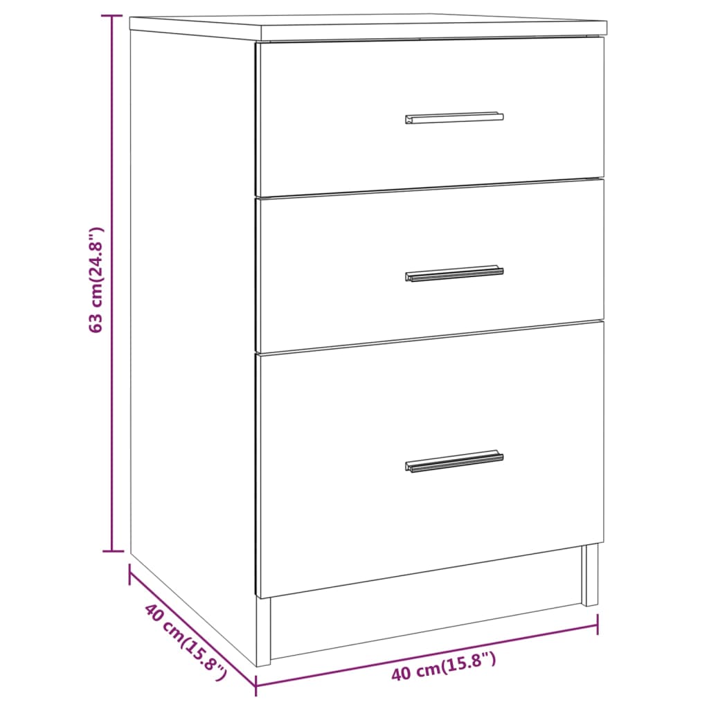 vidaXL Κομοδίνο Καπνιστή Δρυς 40 x 40 x 63 εκ. από Επεξεργασμένο Ξύλο