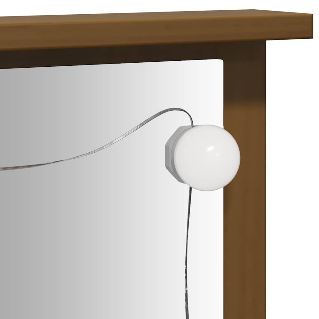 vidaXL Μπουντουάρ Σετ με LED Καφέ Μελί από Μασίφ Ξύλο Πεύκου