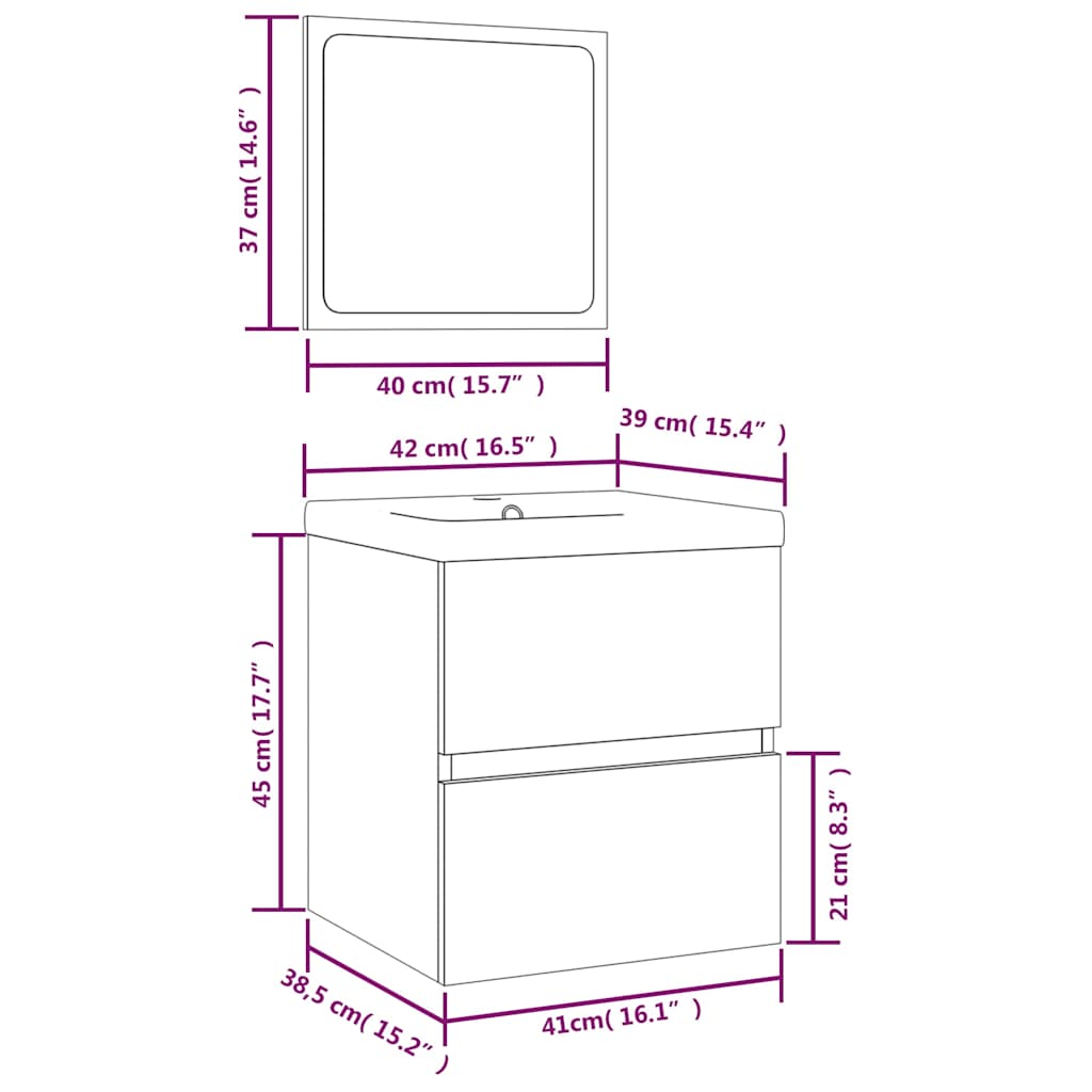vidaXL Ντουλάπι Μπάνιου με Νιπτήρα και Καθρέφτη Sonoma Δρυς