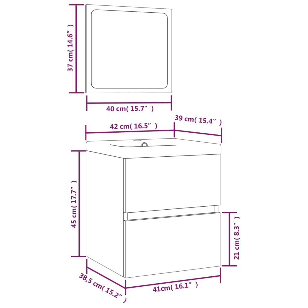 vidaXL Ντουλάπι Μπάνιου με Νιπτήρα και Καθρέφτη Καπνιστή Δρυς