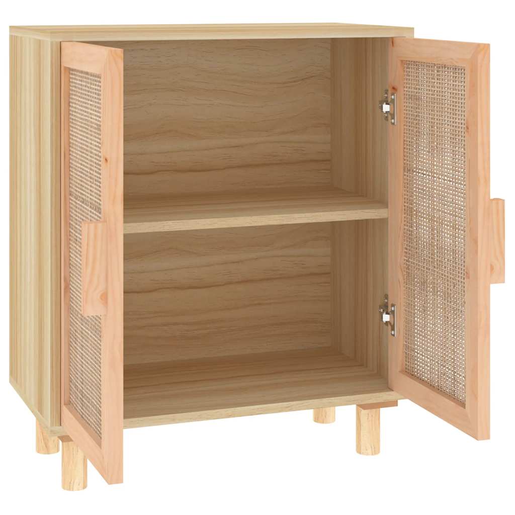 vidaXL Ντουλάπι Καφέ 60 x 30 x 70 εκ. από Μασίφ Πεύκο & Φυσικό Ρατάν