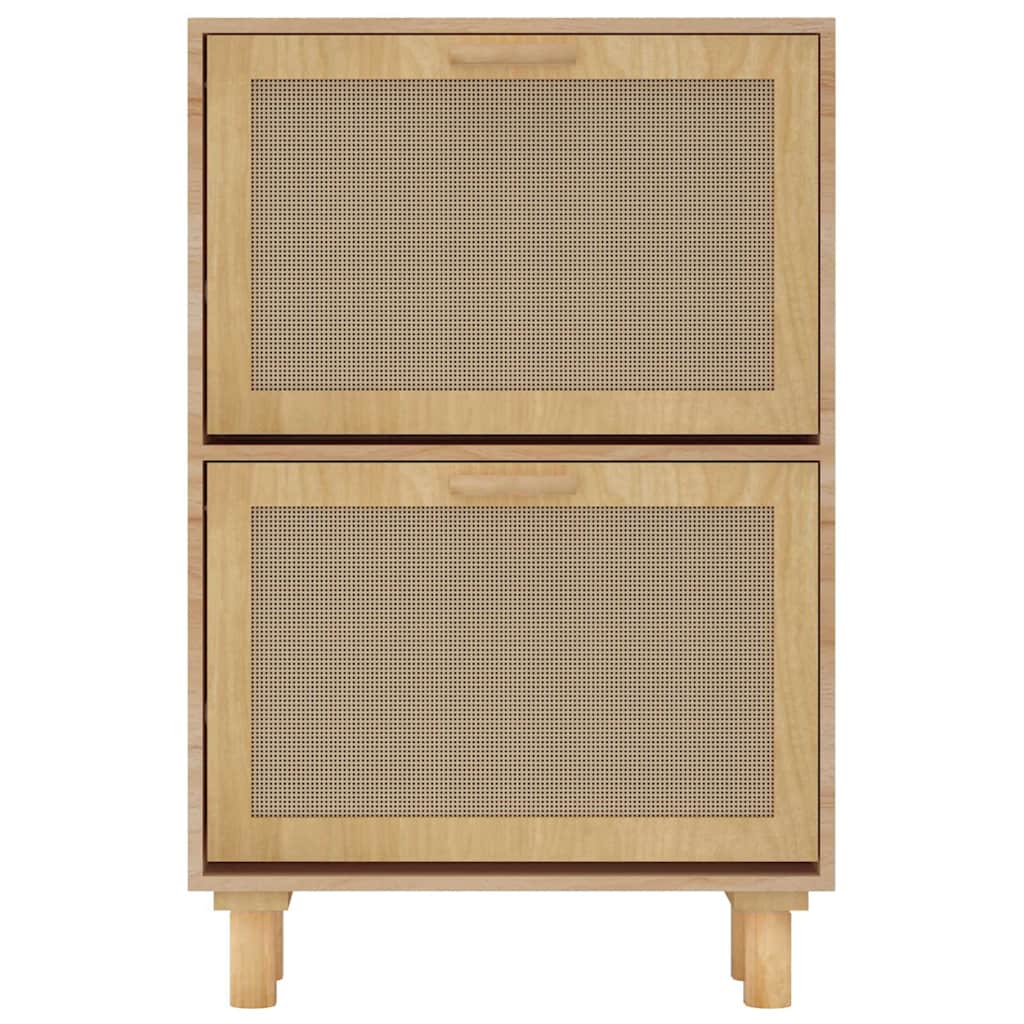 vidaXL Παπουτσοθήκη Καφέ 52x25x80 εκ. Επεξεργασμένο Ξύλο/Φυσικό Ρατάν