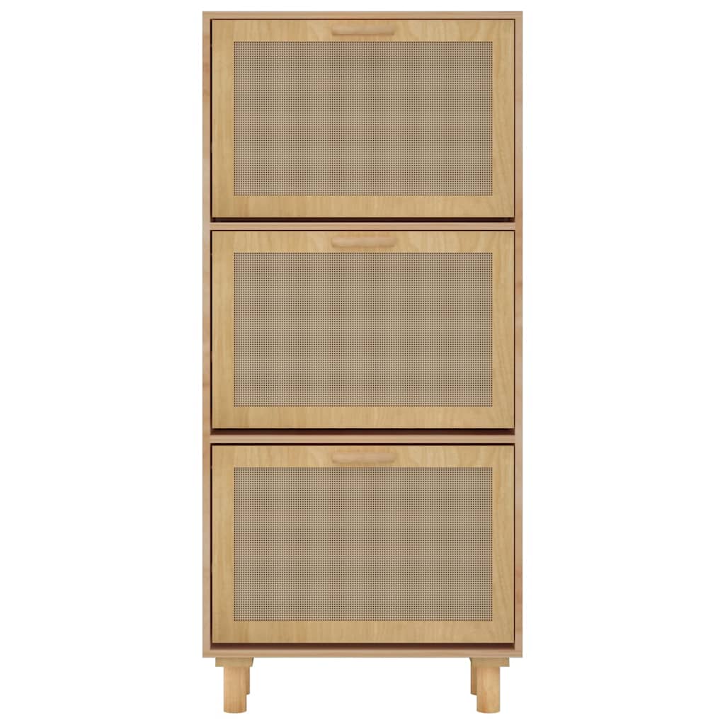 vidaXL Παπουτσοθήκη Καφέ 52x25x115 εκ. Επεξεργασμένο Ξύλο/Φυσικό Ρατάν