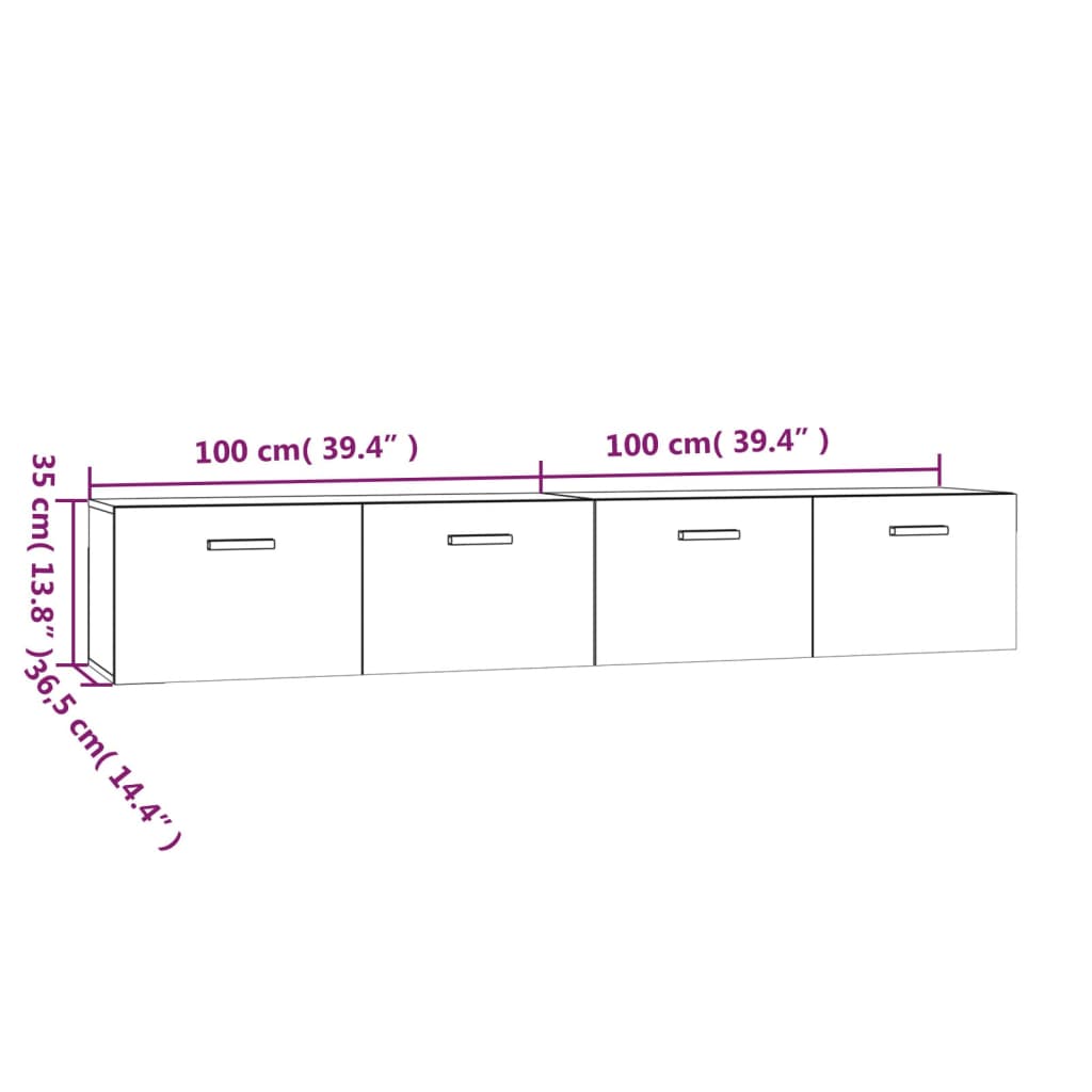 vidaXL Ντουλάπια Τοίχου 2 τεμ. Sonoma 100x36,5x35 εκ. Επεξ. Ξύλο