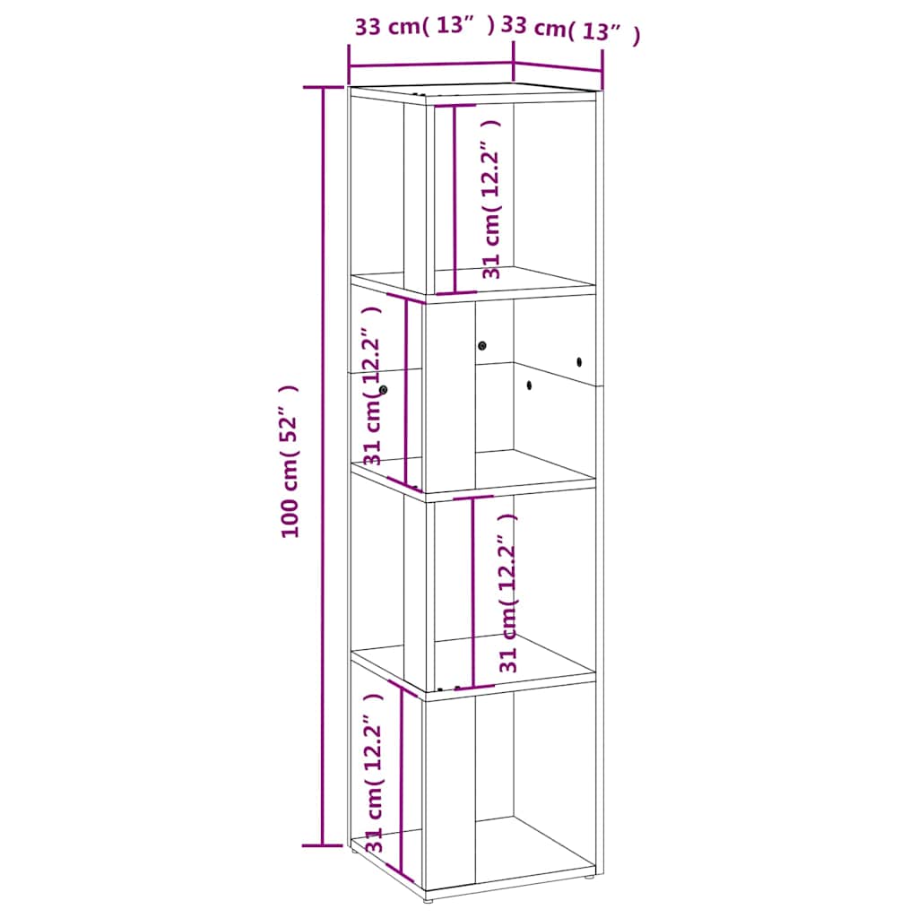 vidaXL Γωνιακό Έπιπλο Γκρι Sonoma 33x33x132 εκ. από Επεξεργ. Ξύλο