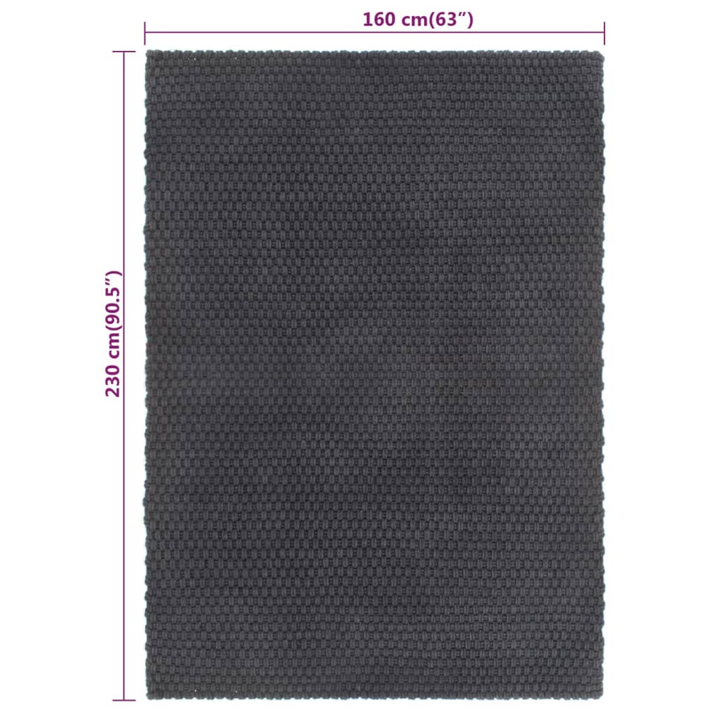 vidaXL Χαλί Ορθογώνιο Ανθρακί 160x230 εκ. από Βαμβάκι