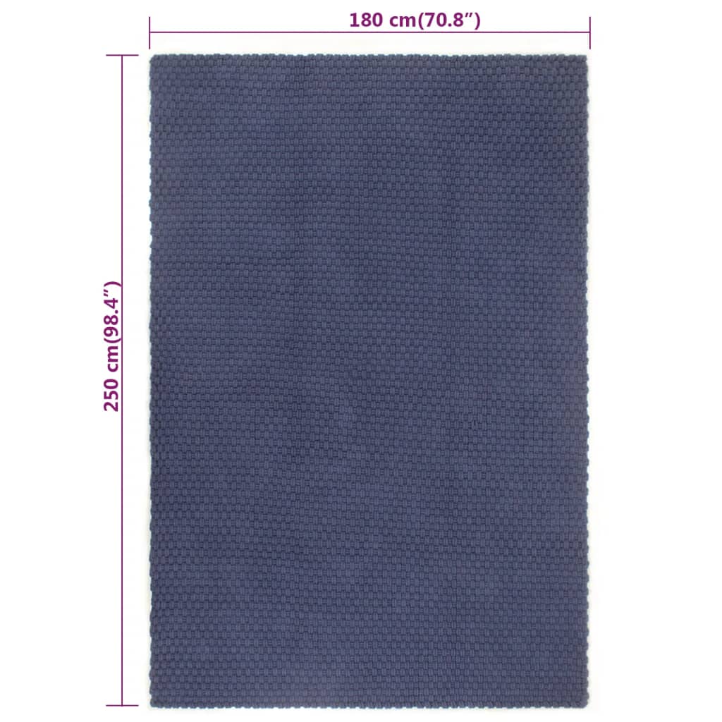 vidaXL Χαλί Ορθογώνιο Ναυτικό Μπλε 180x250 εκ. Βαμβάκι