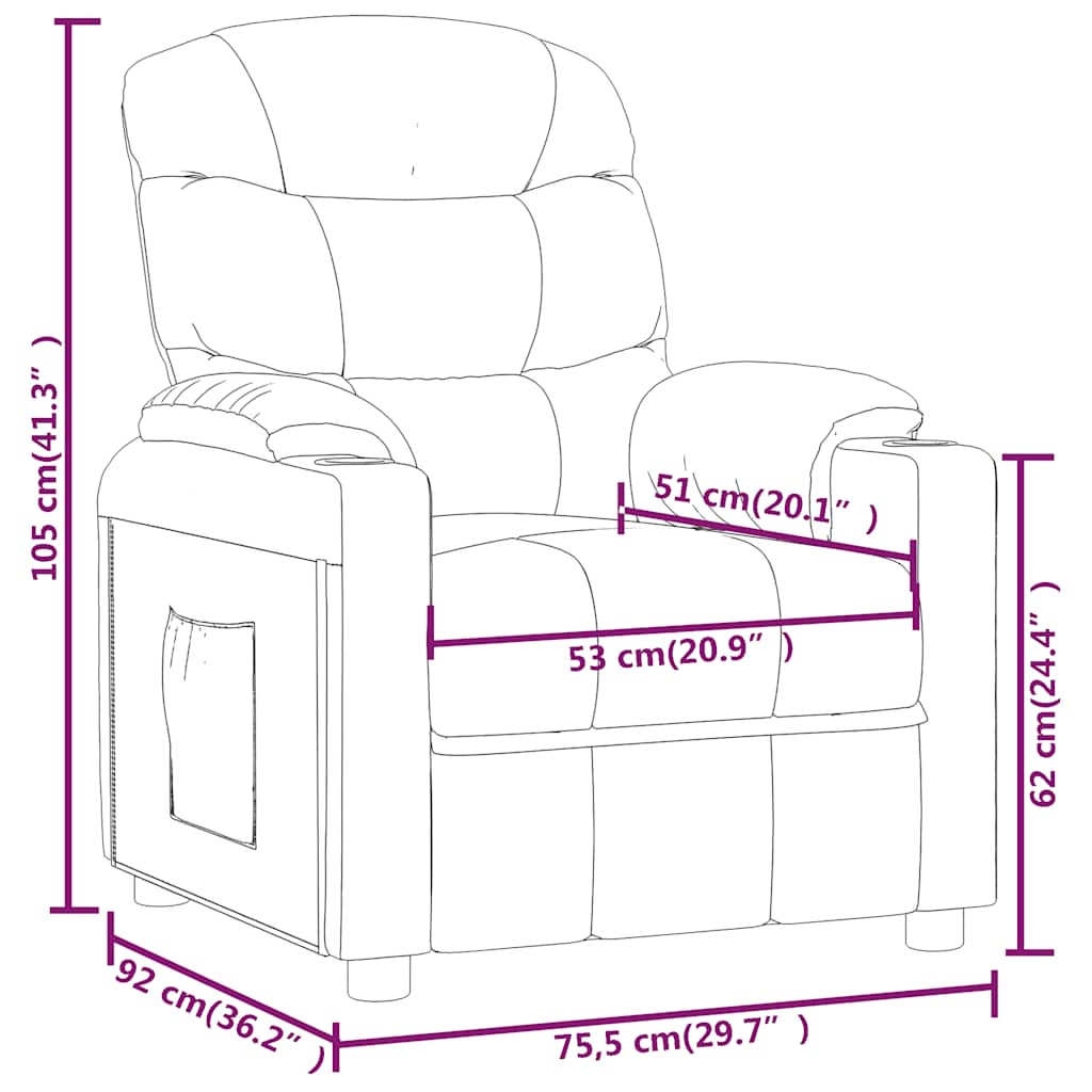 vidaXL Πολυθρόνα με Ανακλινόμενη Πόρτα Σκούρο Καφέ Υφασμάτινη