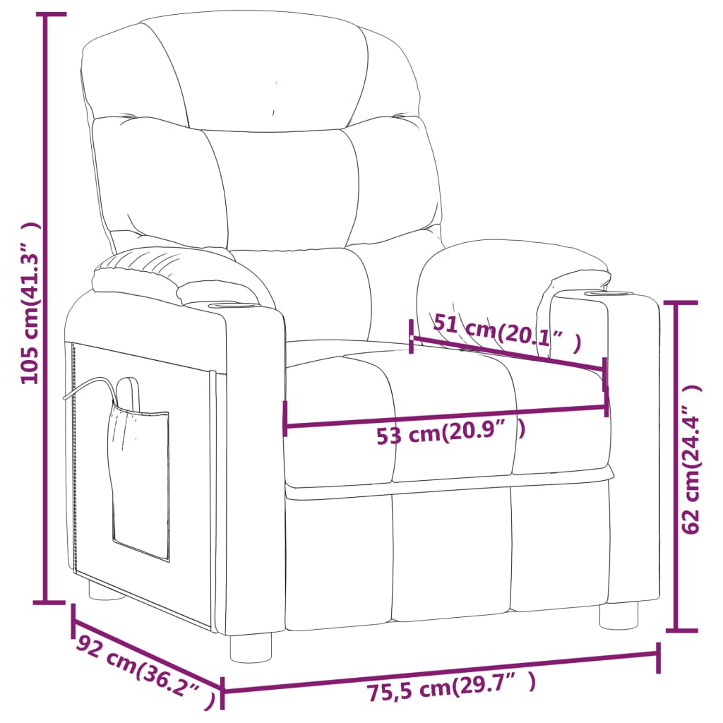 vidaXL Πολυθρόνα Μασάζ Σκούρο Γκρι Υφασμάτινη
