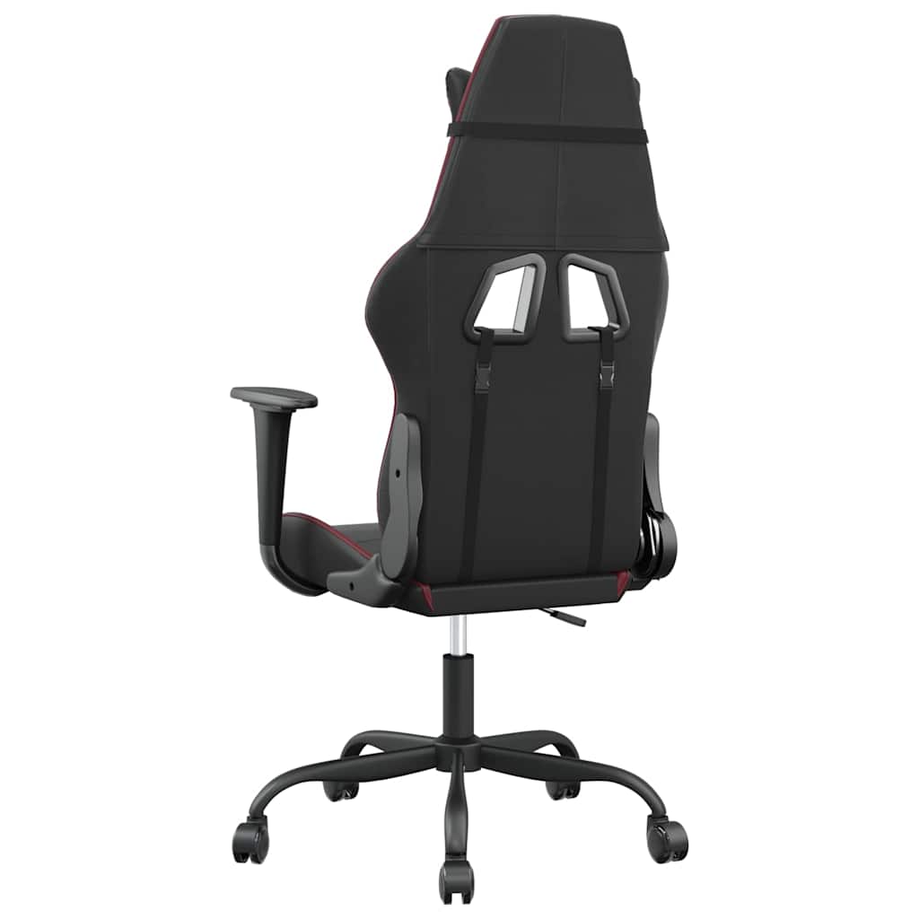 vidaXL Καρέκλα Gaming Μασάζ Μαύρο/μπορντό από Συνθετικό Δέρμα