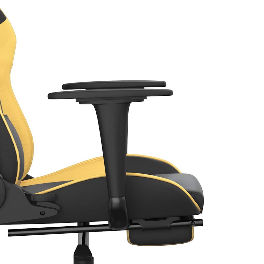vidaXL Καρέκλα Gaming Μασάζ Υποπόδιο Μαύρος χρυσός από Συνθετικό Δέρμα