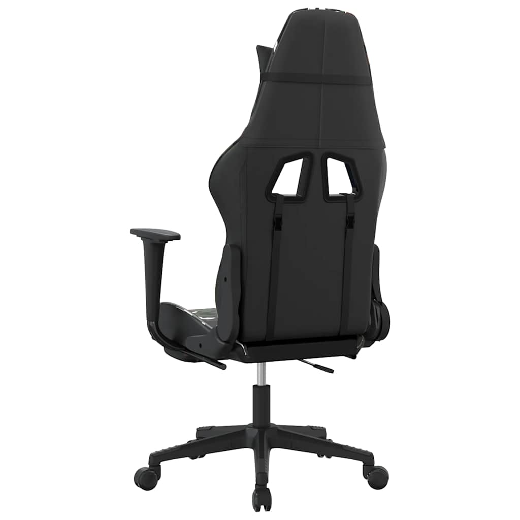 vidaXL Καρέκλα Gaming Μασάζ Υποπόδιο Μαύρος Παραλλαγή Συνθετικό Δέρμα