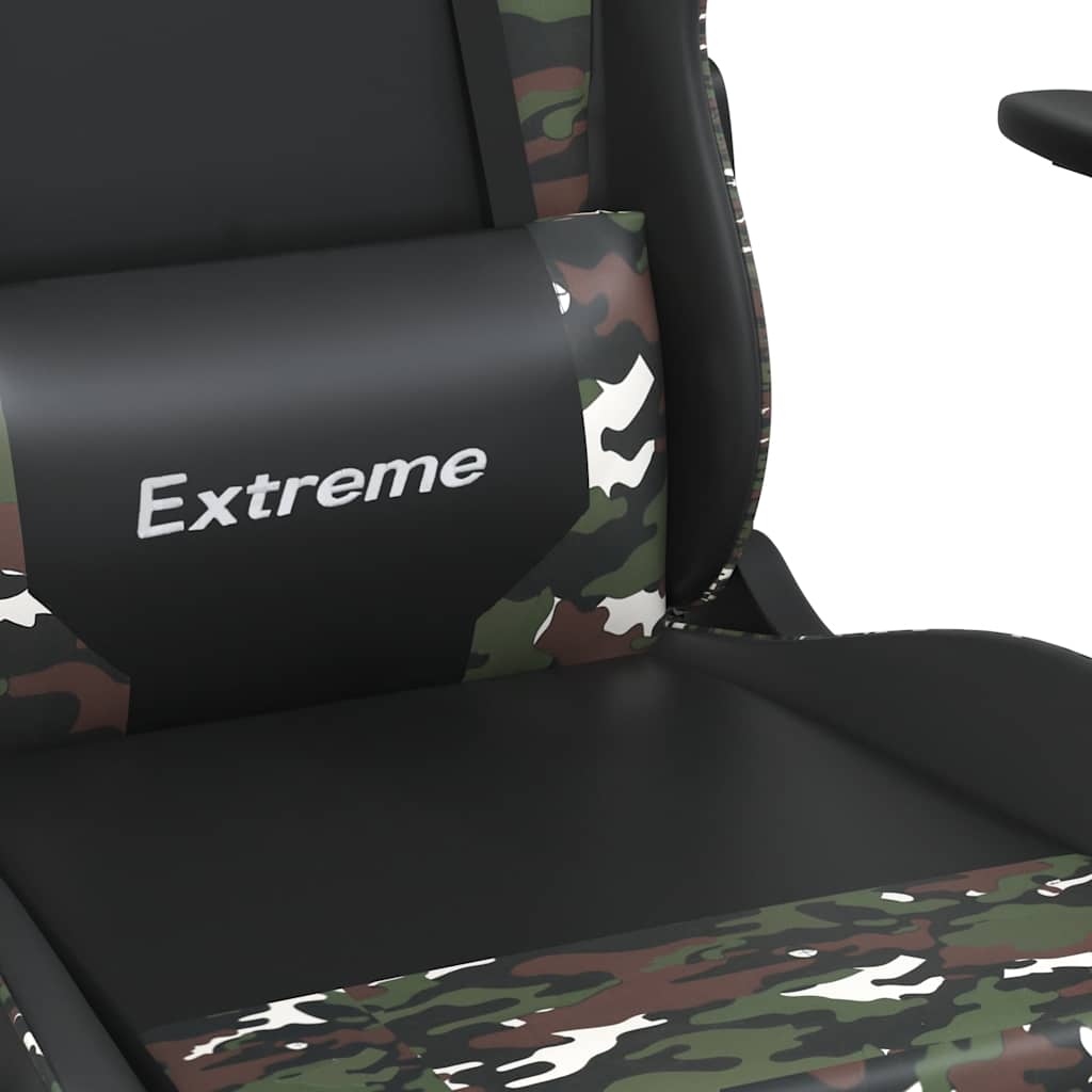 vidaXL Καρέκλα Gaming Μασάζ Υποπόδιο Μαύρος Παραλλαγή Συνθετικό Δέρμα