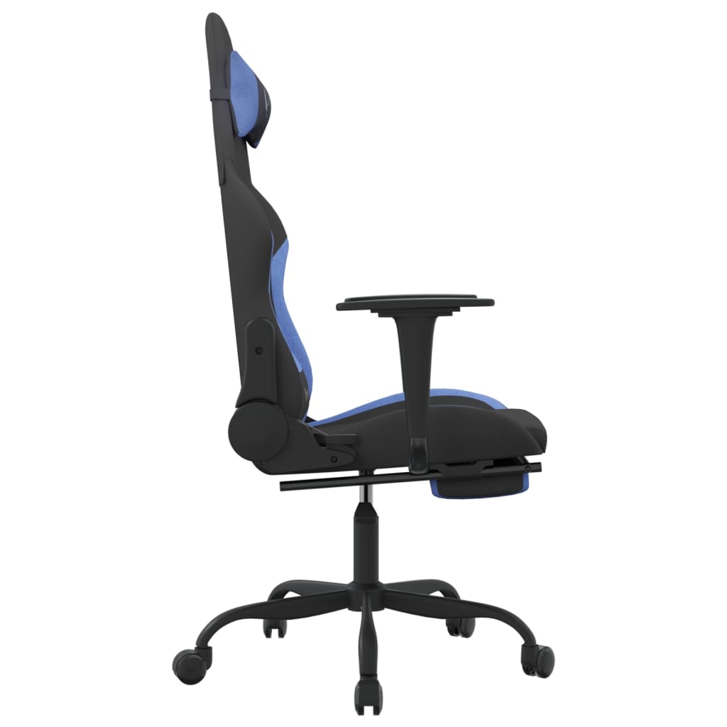 vidaXL Καρέκλα Μασάζ Gaming Μαύρη/Μπλε Ύφασμα με Υποπόδιο