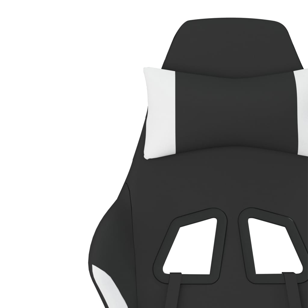 vidaXL Καρέκλα Μασάζ Gaming Μαύρη και Λευκή Υφασμάτινη