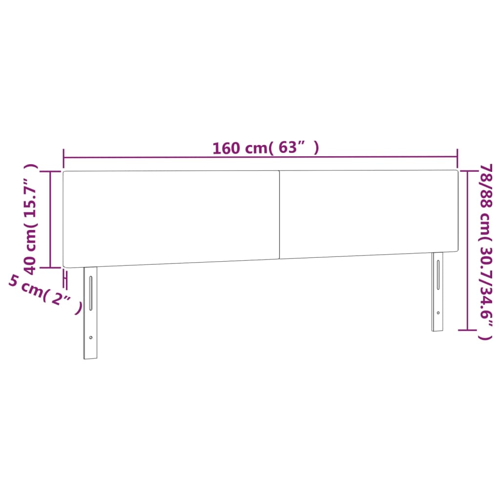vidaXL Κεφαλάρια Κρεβατιού 2 τεμ. Σκ. Γκρι 80 x 5 x 78/88εκ.Υφασμάτινο
