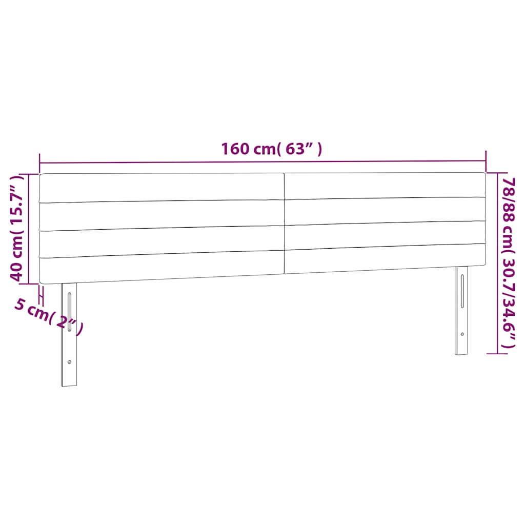 vidaXL Κεφαλάρια Μαύρα Βελούδινα 160x5x78/88 εκ.