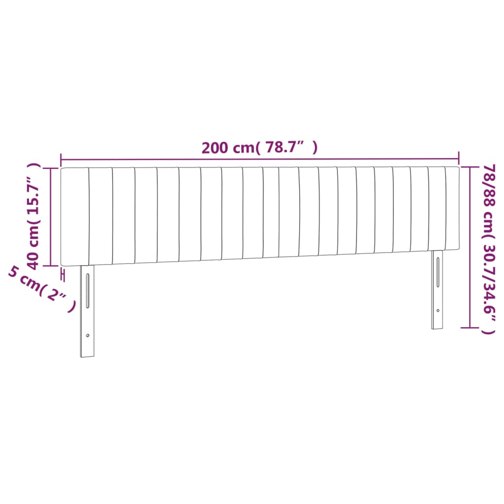 vidaXL Κεφαλάρια Κρεβατιού 2 τεμ.Αν. Γκρι 100x5x78/88 εκ. Υφασμάτινο