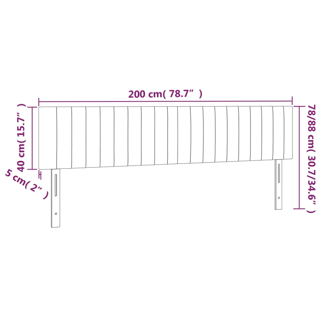 vidaXL Κεφαλάρια Κρεμ Ύφασμα 200x5x78/88 εκ.