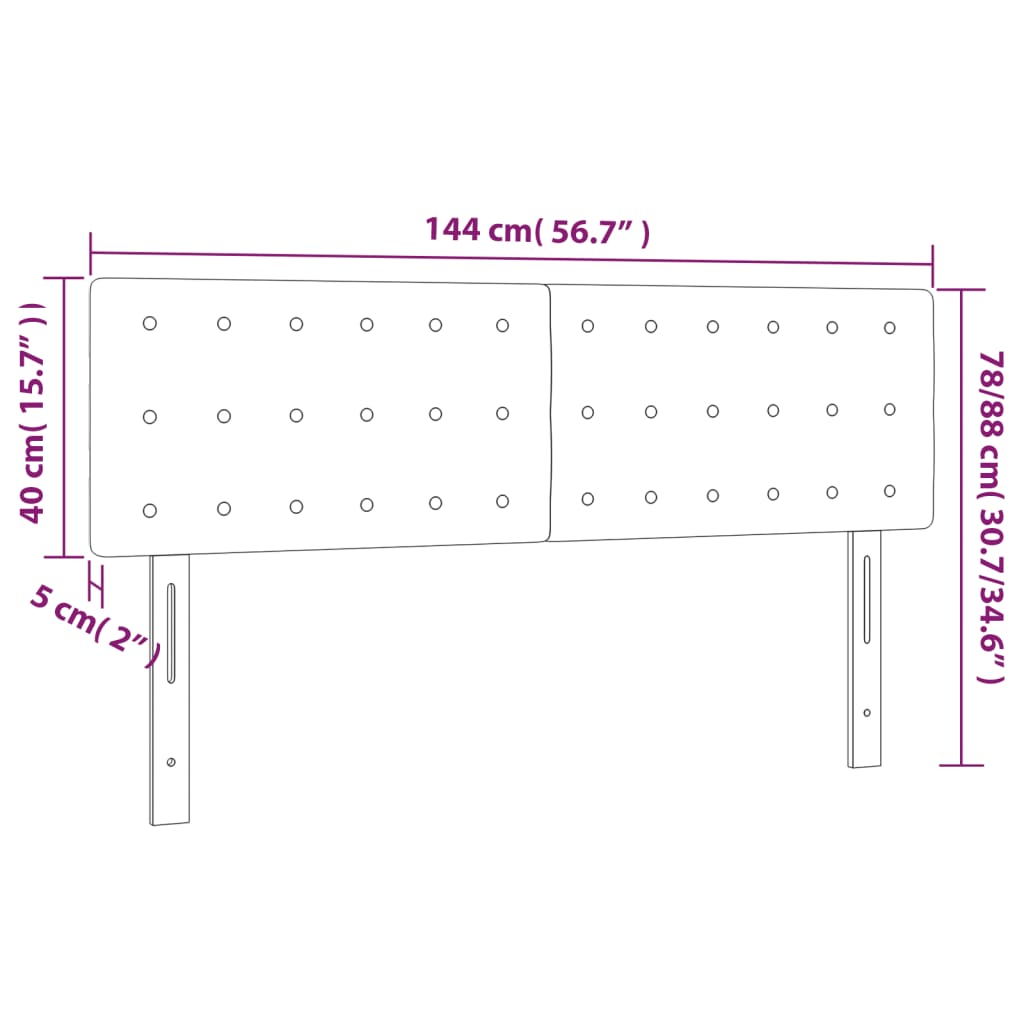 vidaXL Κεφαλάρια Κρεβατιού 2 τεμ. Μαύρα 72x5x78/88 εκ. Βελούδινα