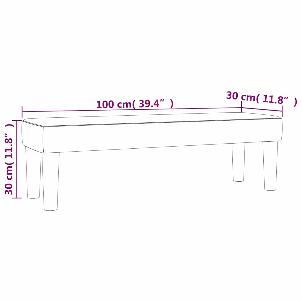 vidaXL Πάγκος Κρεμ 100x30x30 εκ. Υφασμάτινος