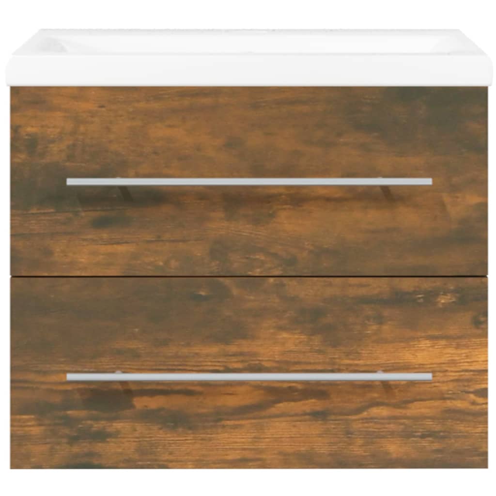 vidaXL Ντουλάπι Μπάνιου με Νιπτήρα Καπνιστή Δρυς Επεξεργασμένο Ξύλο