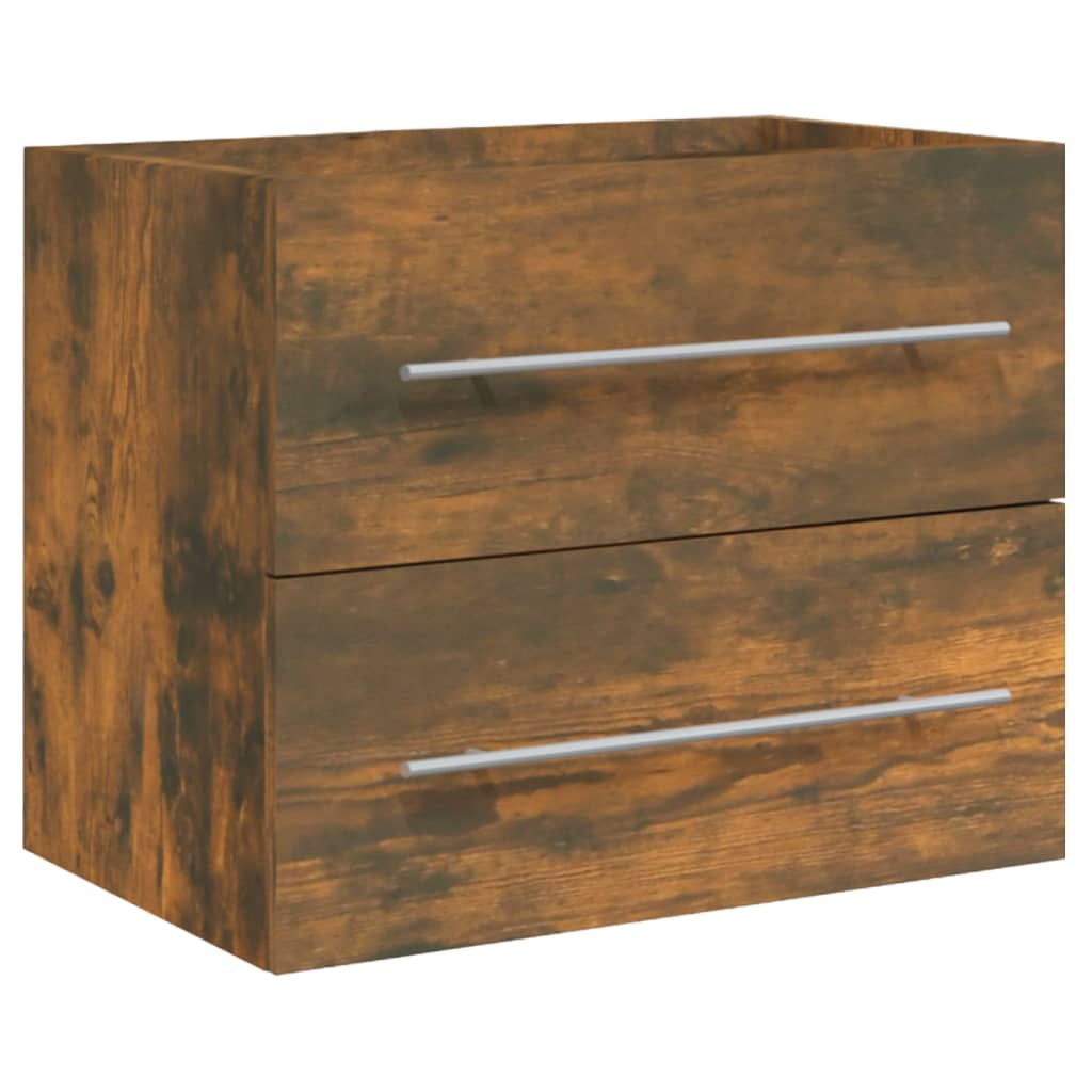 vidaXL Ντουλάπι Μπάνιου με Νιπτήρα Καπνιστή Δρυς Επεξεργασμένο Ξύλο