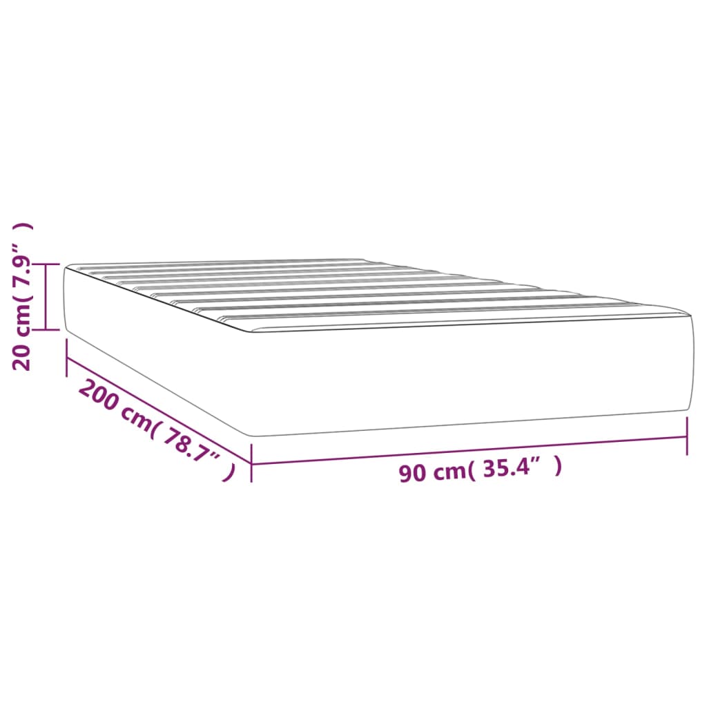 vidaXL Στρώμα με Pocket Springs Μεσαίας Σκληρότητας Καφέ 90x200x20 εκ. Συνθετικό Δέρμα