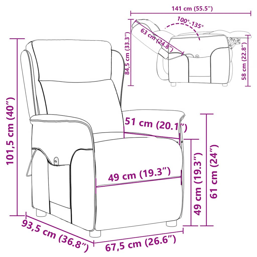 vidaXL Καρέκλα μασάζ Σκούρο Πράσινο 93.5 x 67.5 x 101.5 εκ. ύφασμα