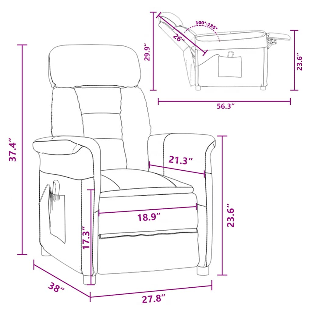 vidaXL Καρέκλα μασάζ Καφέ 70.5 x 96.5 x 95 cm Τεχνητό δέρμα
