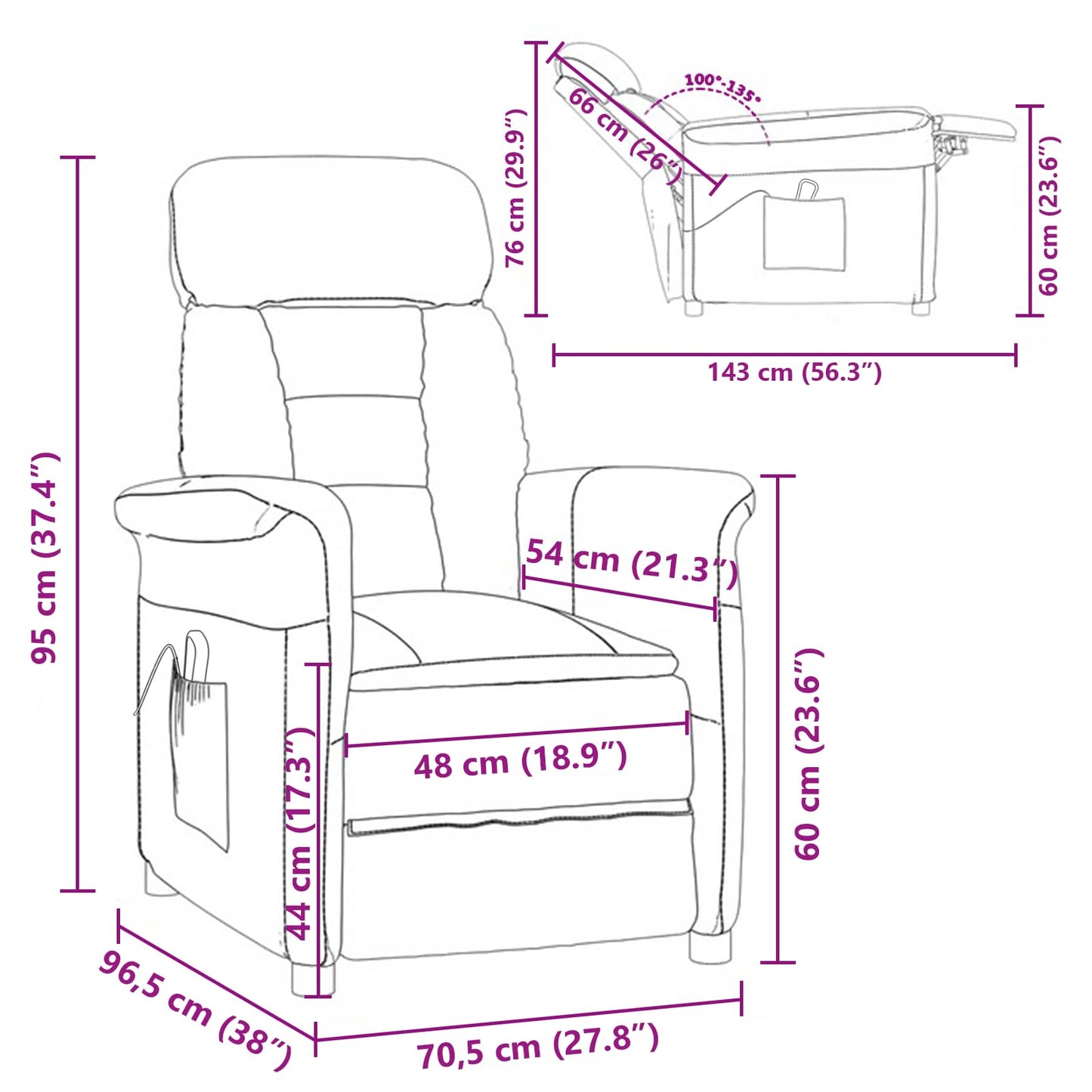 vidaXL Καρέκλα μασάζ Καφέ 96.5 x 70.5 x 95 εκ Μικροΐνες