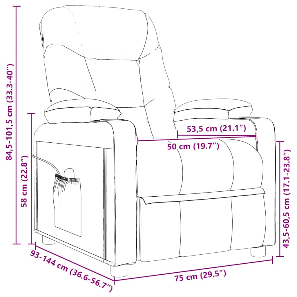vidaXL Πολυθρόνα Ανακλινόμενη Μαύρη Υφασμάτινη