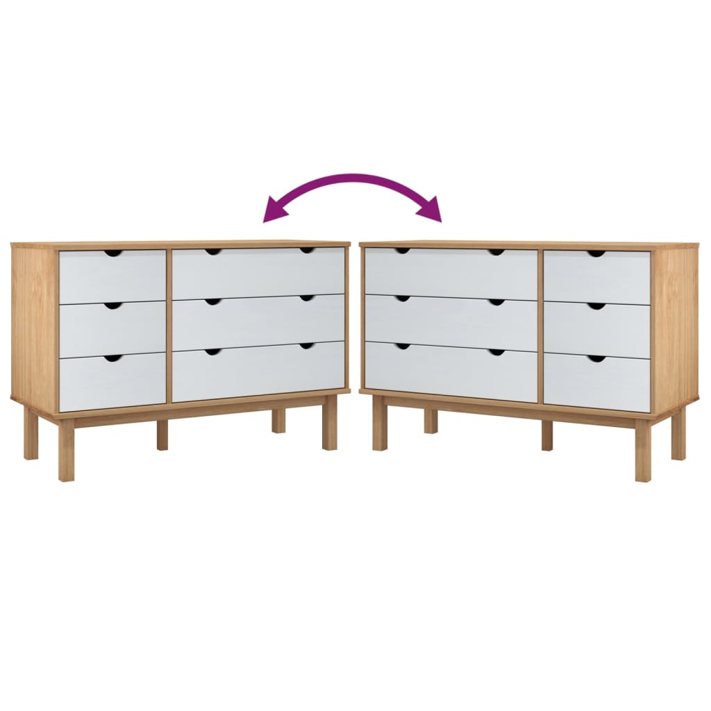 vidaXL Συρταριέρα OTTA Καφέ & Λευκό 111x43x73,5 εκ. Μασίφ Ξύλο Πεύκου